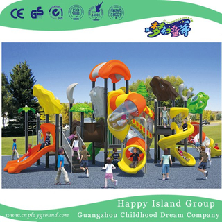 Middle Sea Breeze Galvanized Steel Children Playground with Double Layer Cylindrical Slide (HG-10002)