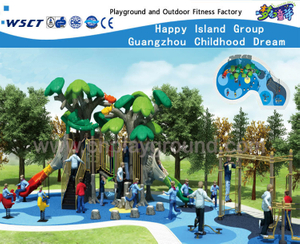 Green Tree House Feature Outdoor Children Galvanized Steel Playground (HF-10802)